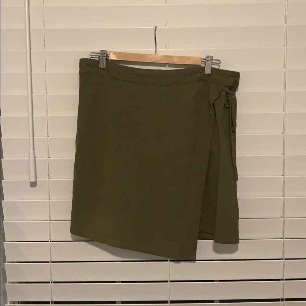 Olive Green Faux Wrap Skirt